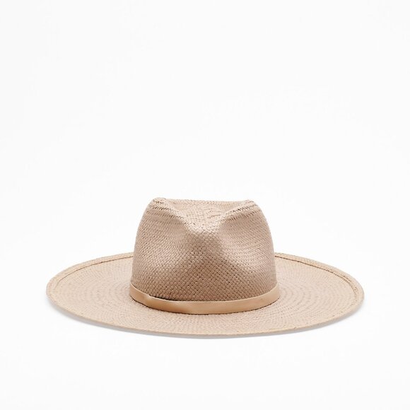 Janessa Leone "Valentine" Packable Straw Fedora Hat in taupe (size S) - Picture 5 of 8